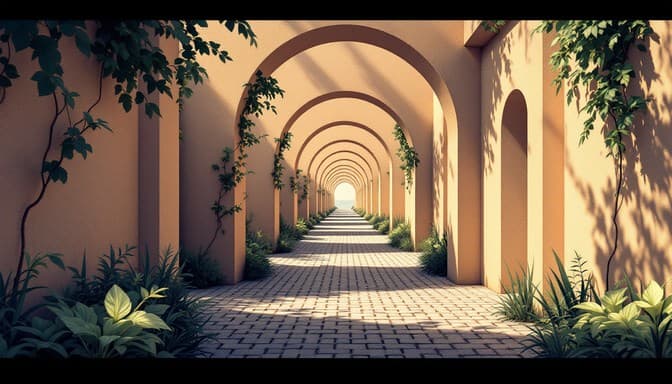 Sunlight dances on the arches over